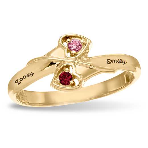 Ladies’ Double-Heart Birthstone Promise Ring: Delightful Hearts